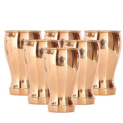 Pahar de vin din cupru pur 5.5" X 3.0" | Capacitate 490 ML | Bere Vin Cocktail | Bar Acasă Hotel Restaurant, Set de 6
