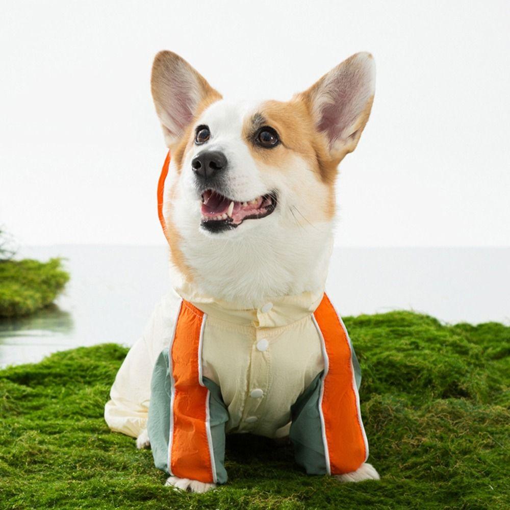 Full-Body Coverage Corgi Raincoat Waterproof Pet Rain Jacket Dog Hooded Raincoat  All Seasons