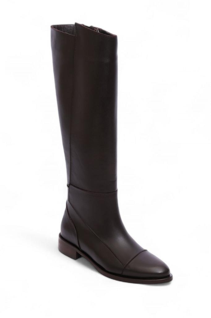 Women Modern Stylish Fashion Boots Genuine Leather Genuine Leather Casual Boots Below Knee Zipper Classic Boots Alis Black