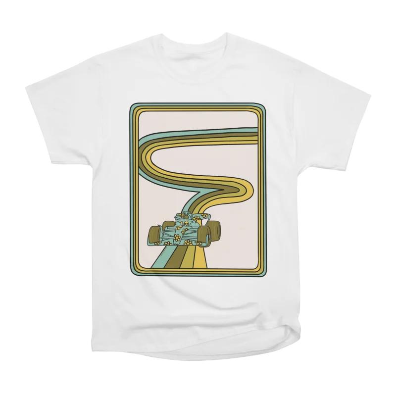 

Men Casual Shirts Short Sleeves RACE CAR IN GREEN White Tees Oversized T-shirts S белый