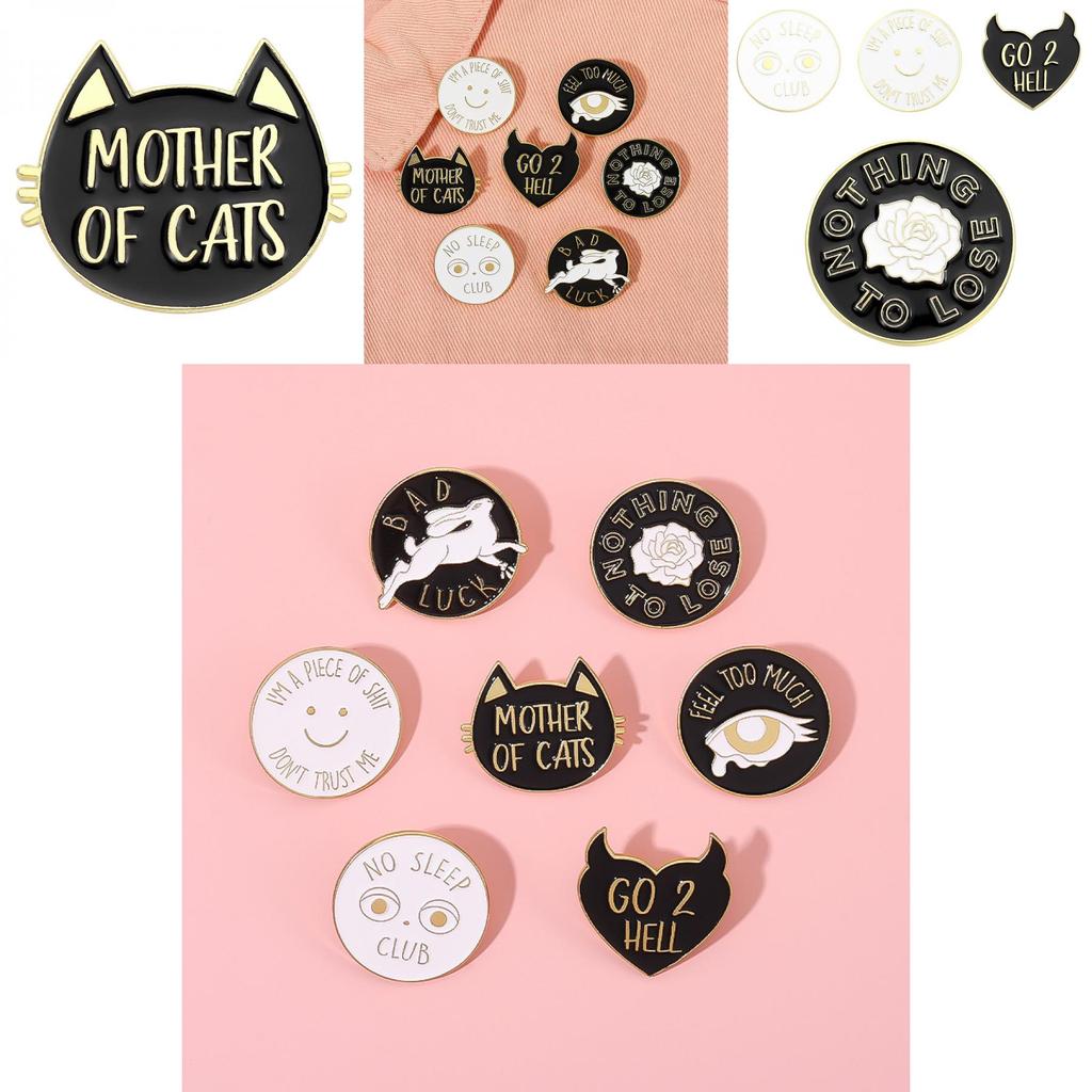 Creative Cartoon Cat Brooch Stylish Personalized Letter Pin For Fashion Accessories