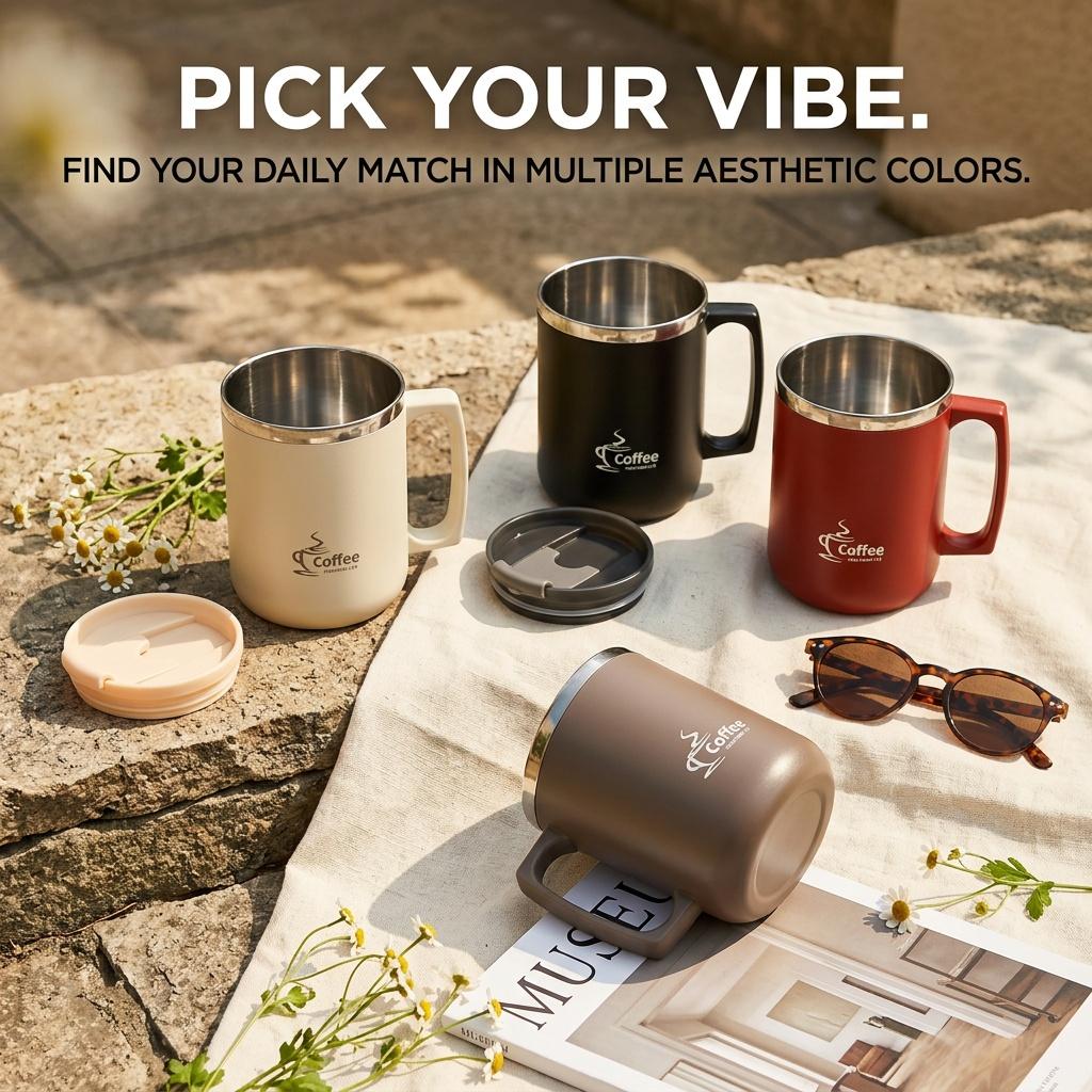 Mini Insulated Coffee Tumbler with Handle Sealed Leakproof 304 Stainless Steel Thermal Travel Mug Portable Dual Drink Water Cup