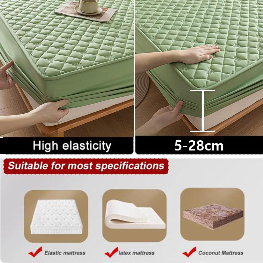 3D Thickened 100% Waterproof Mattress Cover, Bed Sheet Mattress Protector, Soft And Breathable Bed Sheet, Pillowcase Gray/White