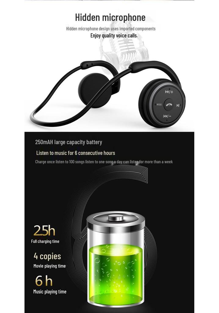 Shuai698 Bluetooth 5.0 Wireless Over-Ear Headphones with Card Slot Radio for Running