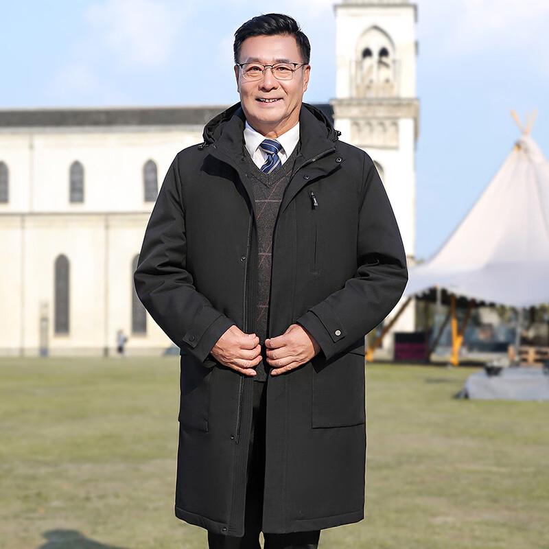 Men's Thickened Mid-Length Down Jacket for Middle-Aged and Elderly