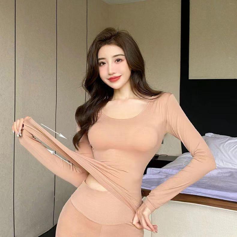 37 ℃ Constant Temperature Ultra-thin Thermal Underwear Skin Care Clothes Spring and Autumn Women's Clothes Suit Hyaluronic Acid Skin Care Clothes