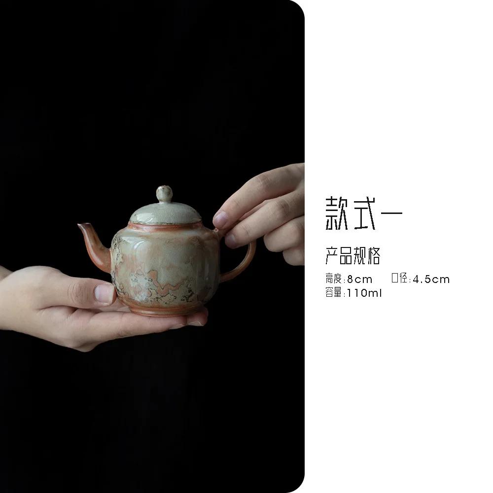 Japanese Ink Wood-fired Porcelain Teapot Retro Stoneware Scholar's Pot Chinese Tea Brewing Kettle Tea Ceremony Accessories Craft
