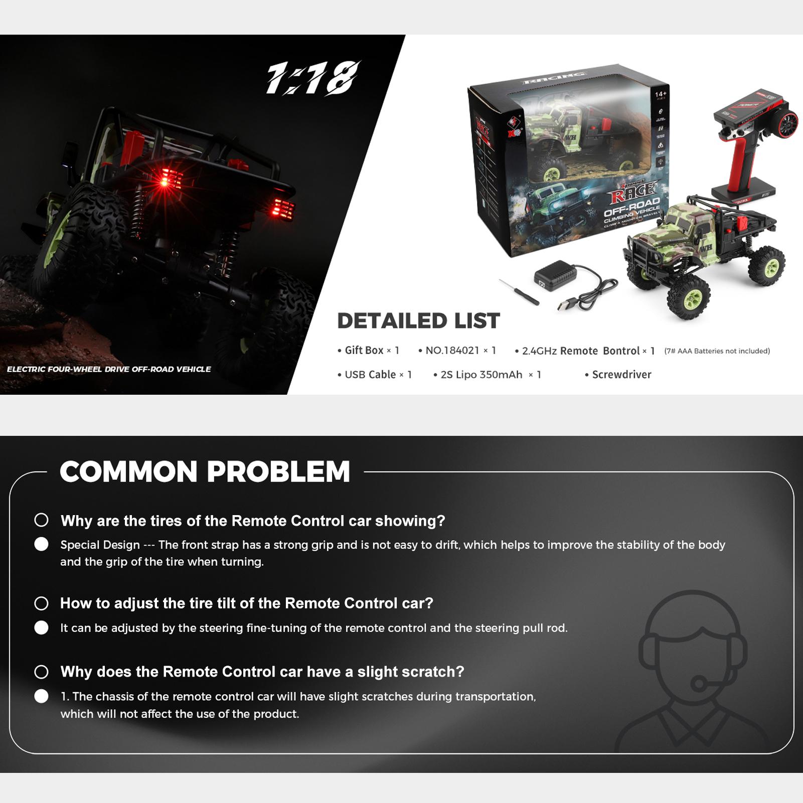 Wltoys 184021 Машинка на радиоуправлении 1/18 2.4GHz 4WD Военный грузовик — фото 7