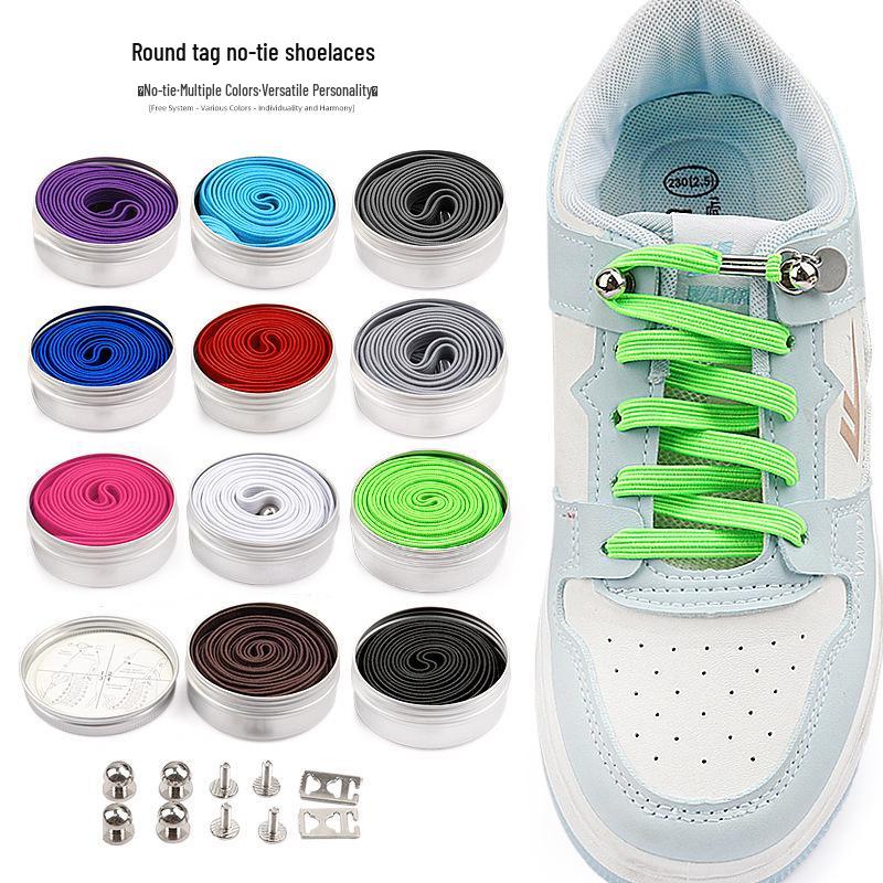 No-Tie Elastic Shoelaces with Creative Buckle for Men & Women - Colorful Round/Flat for Sports & Casual Wear