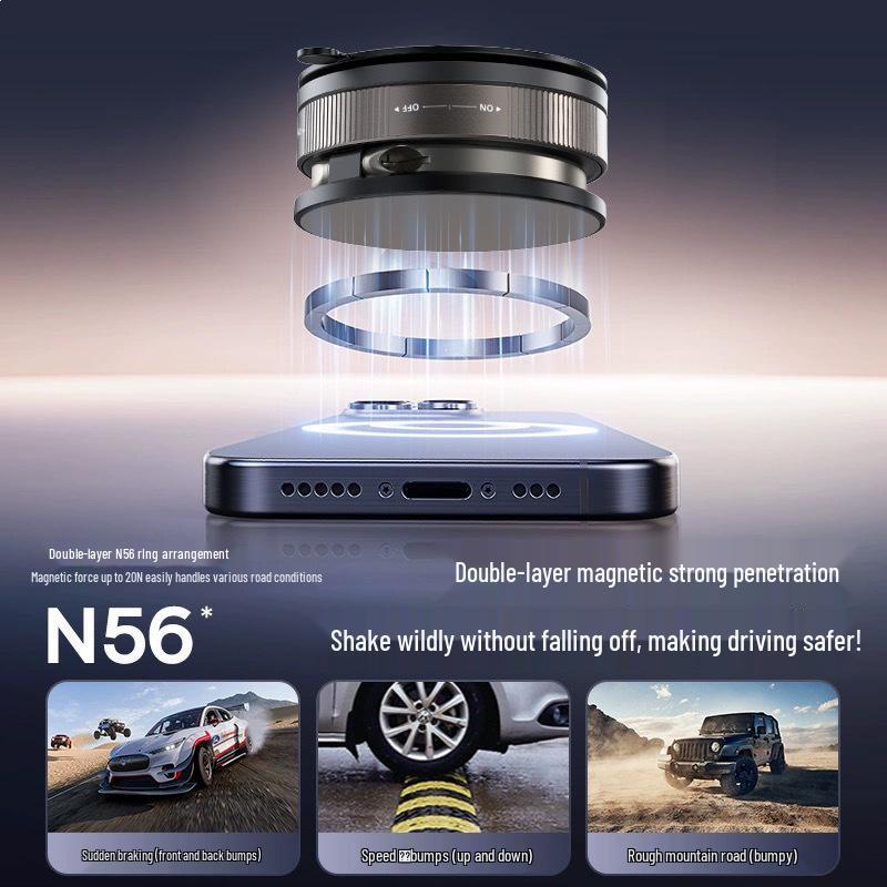 2025 Magnetic Car Phone Holder with Suction Cup and Anti-Shake Central Console