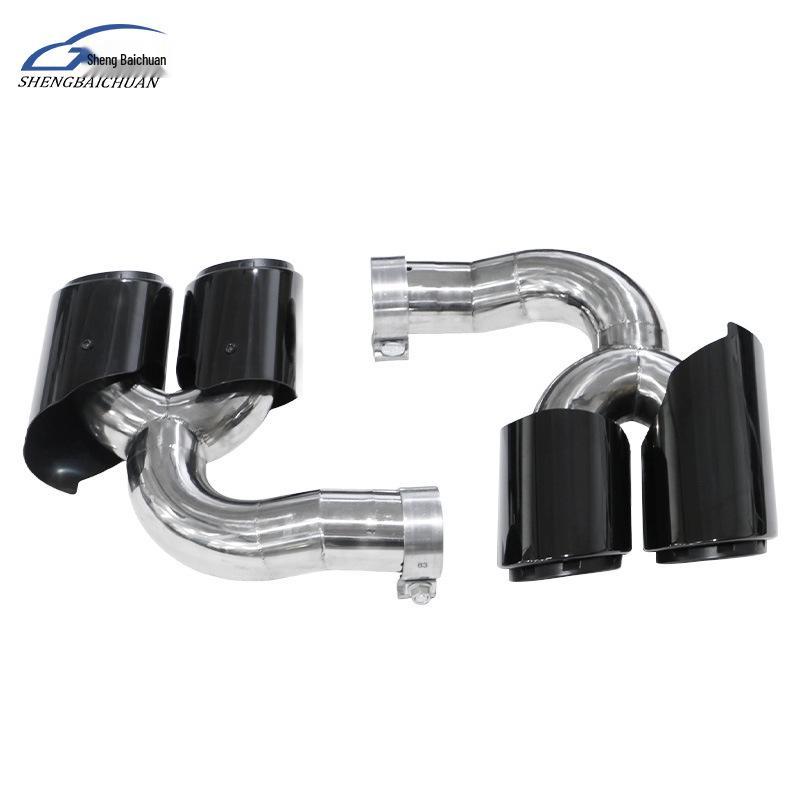 18-24 Model Porsche Quad Round Black Titanium Tailpipe Exhaust Tip