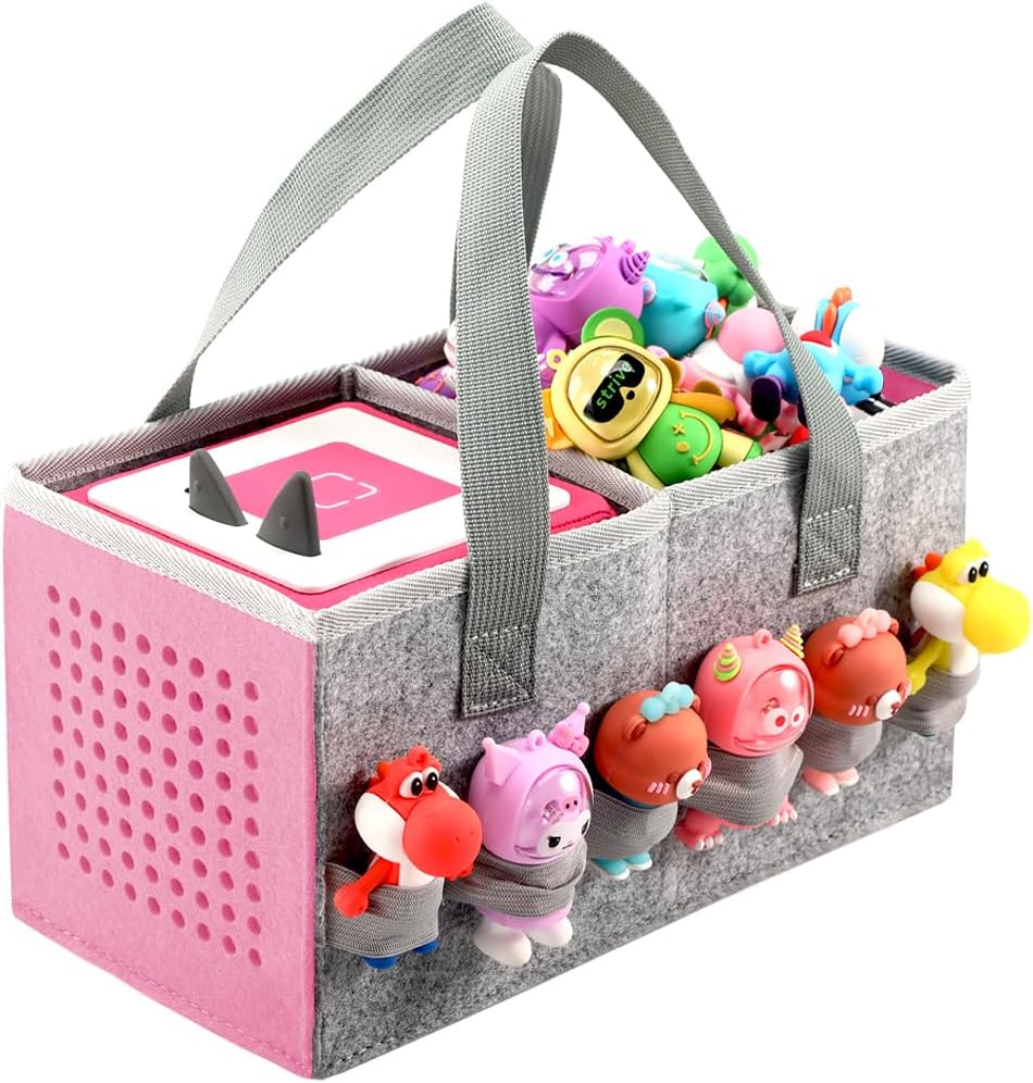 Carrying Case for Toniebox Starter Set and Tonies Figurines, Travel Felt Cloth Musical Toy Folding Bag for Toniebox Accessories