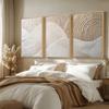 Set de Artă de Perete Abstractă Texturată Neutră Boho pe Pânză, Imprimeuri Montane Minimaliste Bej 3D, Decor pentru Sufragerie, Dormitor, Casă Wabi Sabi