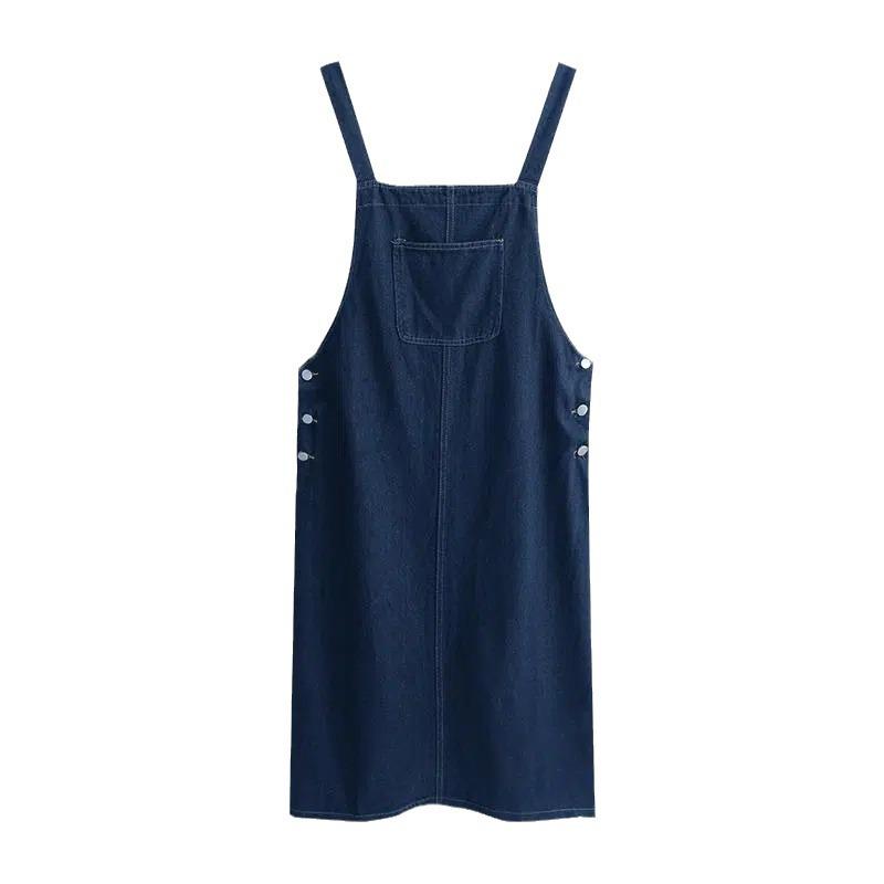 College Style Slimming Denim Jumper Dress - Korean Mid-Length, Casual & Versatile