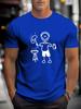 Summer Men's Round Neck Short Sleeve T-Shirt Cartoon Sketches Print Fashion Street Versatile Quick Drying Daily Mens Clothing