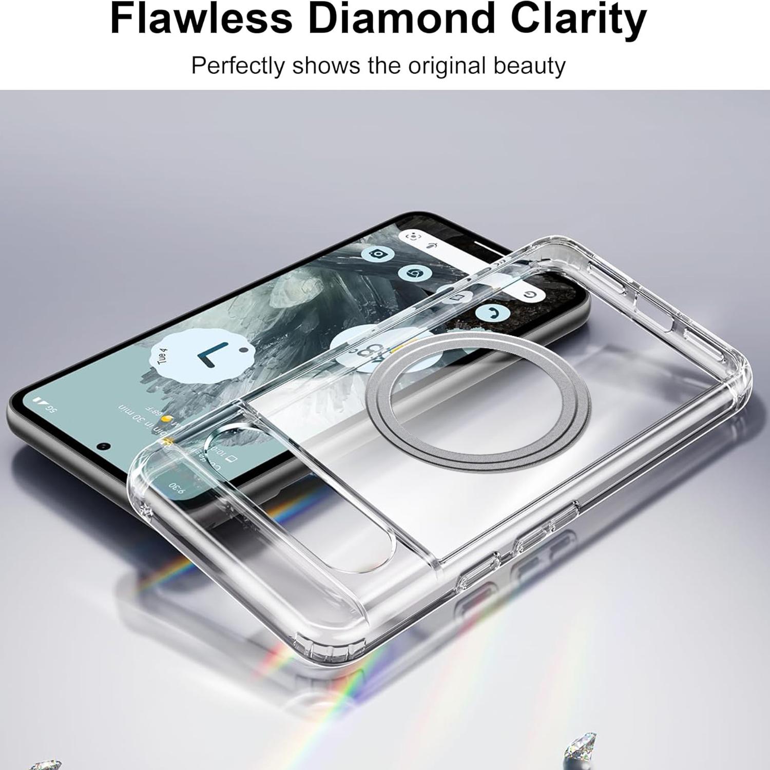 

For Google Pixel 9 Case Magnetic TPU+PC Transparent Anti-Drop Phone Cover A