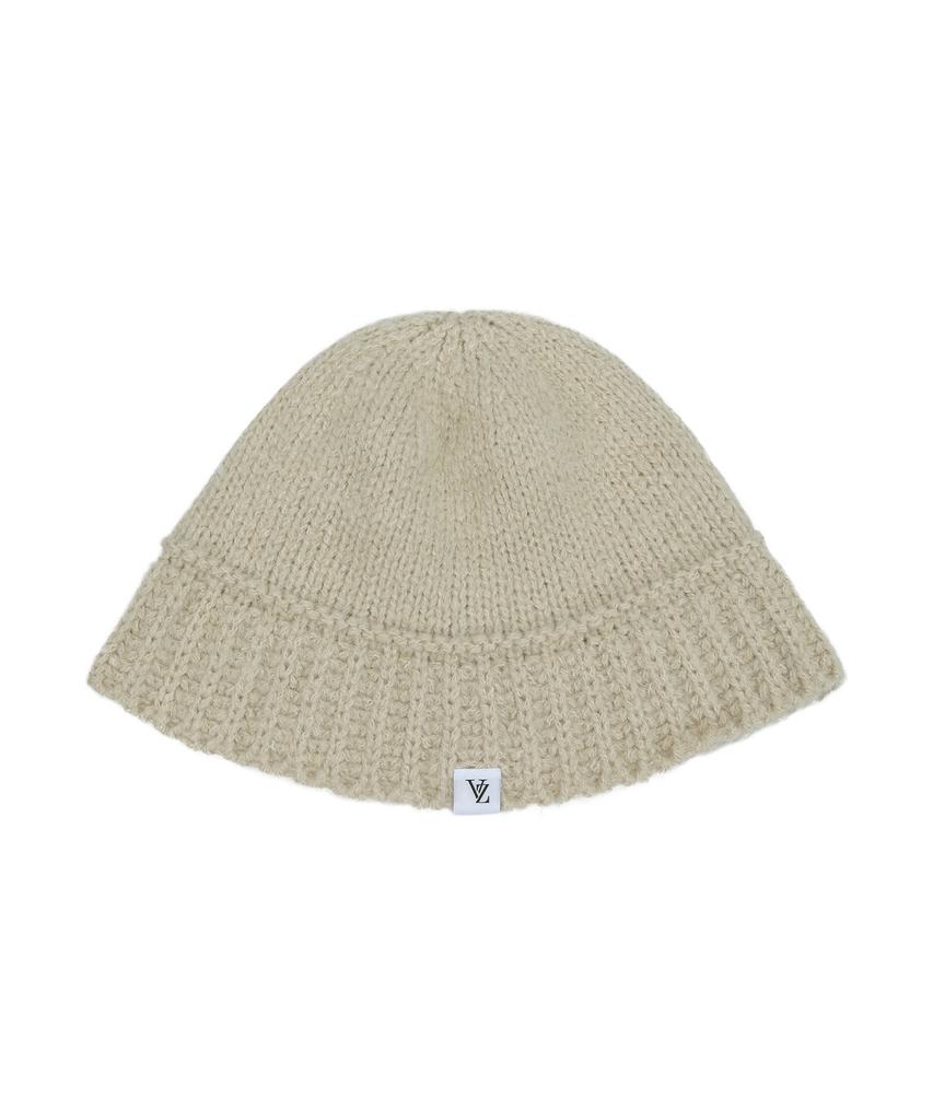 Bajal Monogram Label Wool Knit Bucket Hat Beige