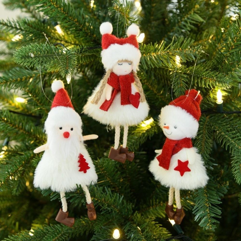 Angel Doll Hanging Plush Ornament Snowman Pattern Christmas Hanging Doll  Christmas Tree Decor