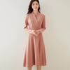 Autumn/Winter Cashmere Cross-Collar Long Knit Dress - Slim-Fit Skirt for Elegant and Commuting Style