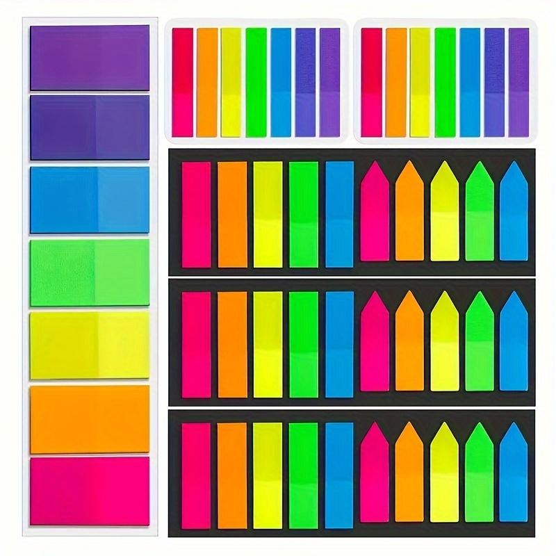 1020 Sheets Colorful Sticky Notes Set - Transparent PET Waterproof Index Tabs, Adhesive Page Markers, Reusable Flags