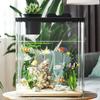Mini Fish Tank Aquarium Starter Desktop Rectangular Fish Tank With Pump Water Plants Fish Bowl Tabletop Box Hatching Incubator