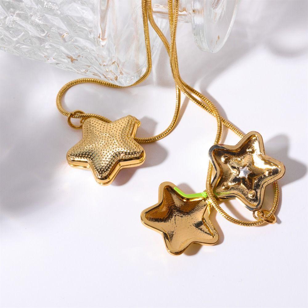 Pink White Heart Necklace Photo Album Heart Star Pendant Full Zircon Necklace  Women Ladies