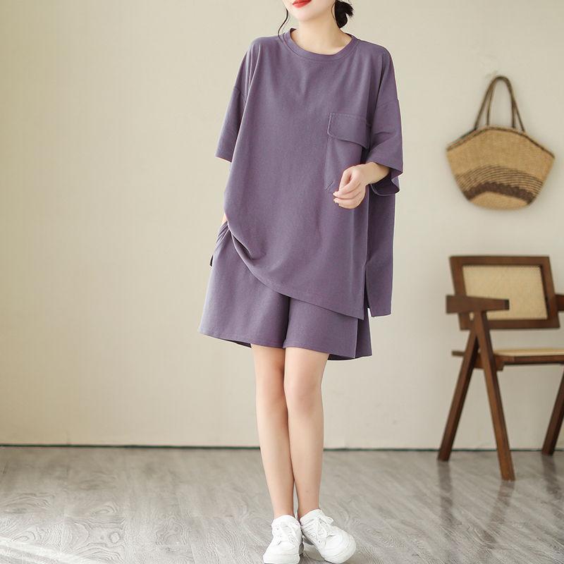 200 Jin Large Size Women's New Summer Fat MM Relaxed and Fashionable Shorts Shorts Suit Baggy Two-piece Set