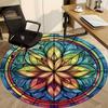 1pc Stained Glass Mandala Office Round Area Rug, Indoor Mat Suitable ForOffice, Under Office Chairs Bedroom Living Room Home Decor, Room Deco q069