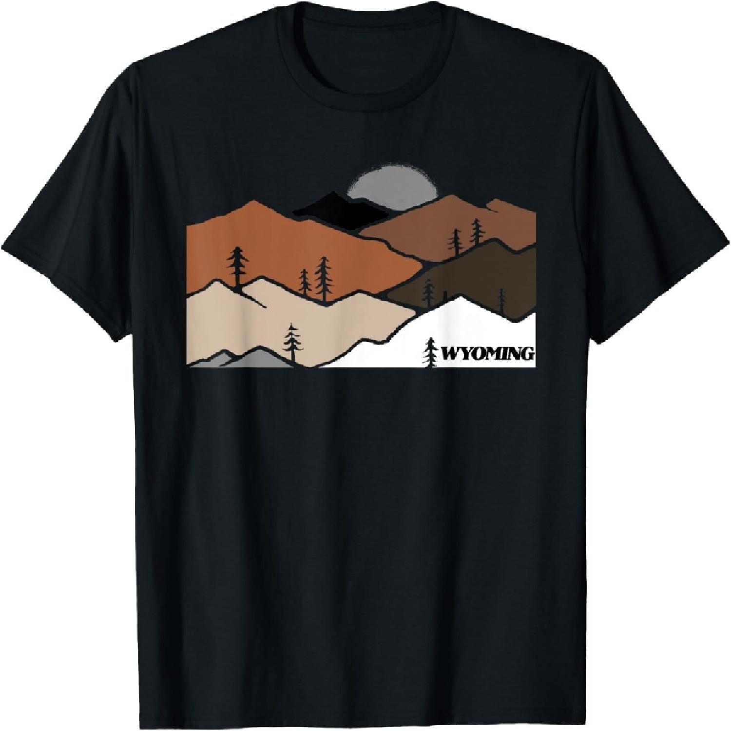 Wyoming Retro Vintage Mountain Outdoors State Graphic T-Shirt XXXXXL разноцветный