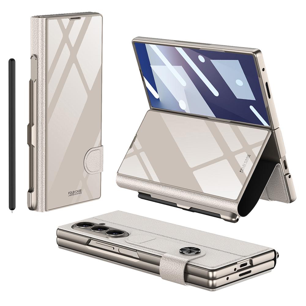 GKK For Samsung Galaxy Z Fold7 5G Case with Pencil Slot Hard PC+PU+Tempered Glass Phone Cover