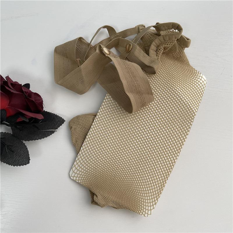 Rivet Knee Socks Women's Hollow Fishnet Socks Long Tube Sexy Sling Stockings Dark Punk