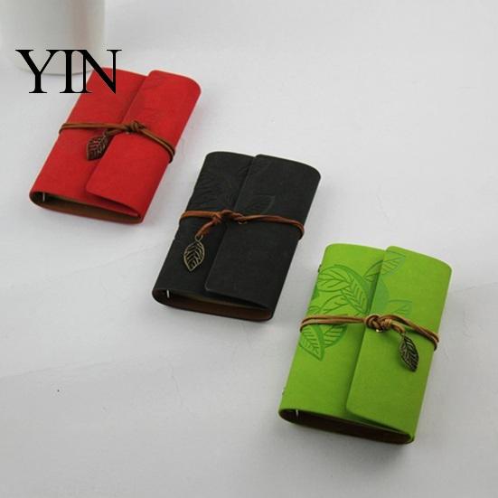 Retro Design Journal Vintage Faux Leather Journal, A5 A6 A7 6 Ring Loose-Leaf Notebook Writing with Metal Leaf Pendant for Writing, Sketching, Travel