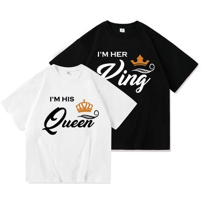 2023 Casual RE REGINA Stampa T Shirt in cotone estivo Manica corta O Collo Allentato Amanti T Shirt Donna Uomo Top Tees
