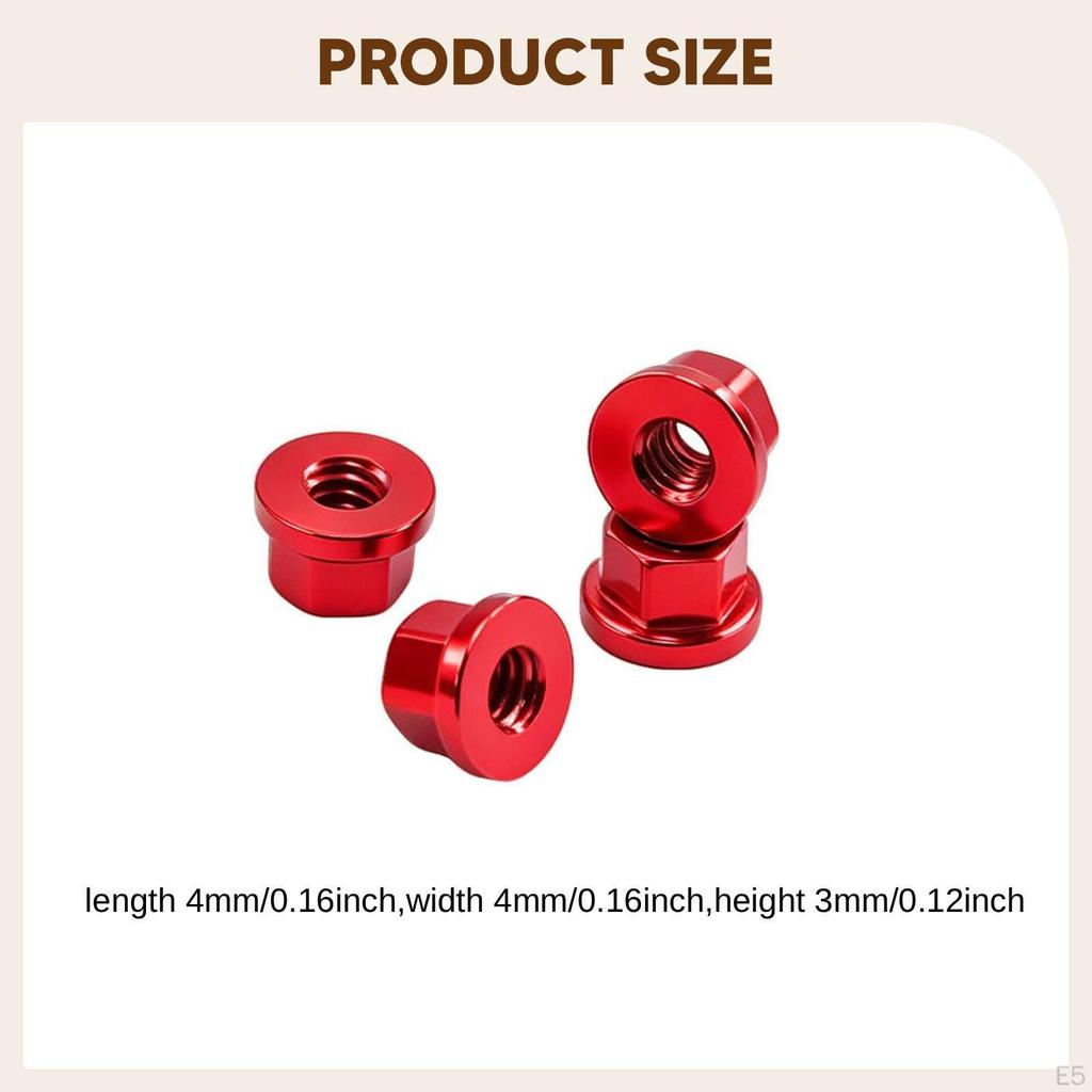 4 M2 Flange Wheel Nuts for 1/30 RC Crawler, Premium Aluminum Alloy Replacement Parts SCX30