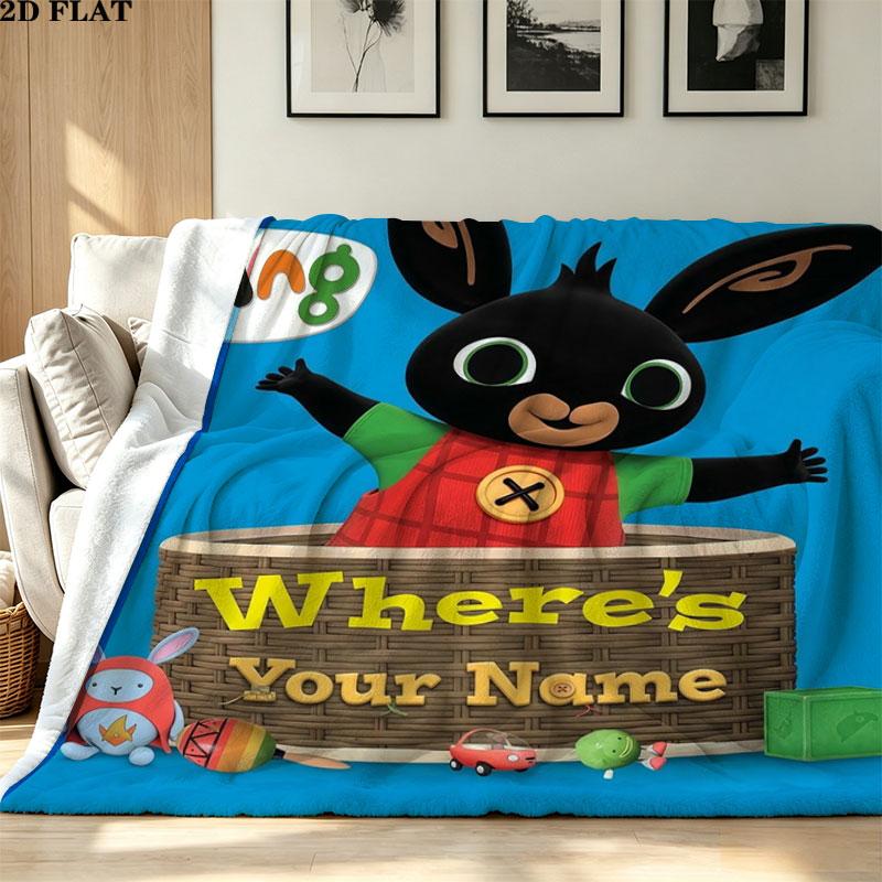 1PC Bing Custom Name Patterned Flannel Blanket Suitable For All Seasons for Home Decor Warmth and Comfort Gifts Holiday Present