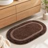 Oval Bathroom Rug, Microfiber Soft Highly Absorbent Bath Rug, Non-Slip Plush Fluffy Door Mat for Shower Bathtub Sink Entrance