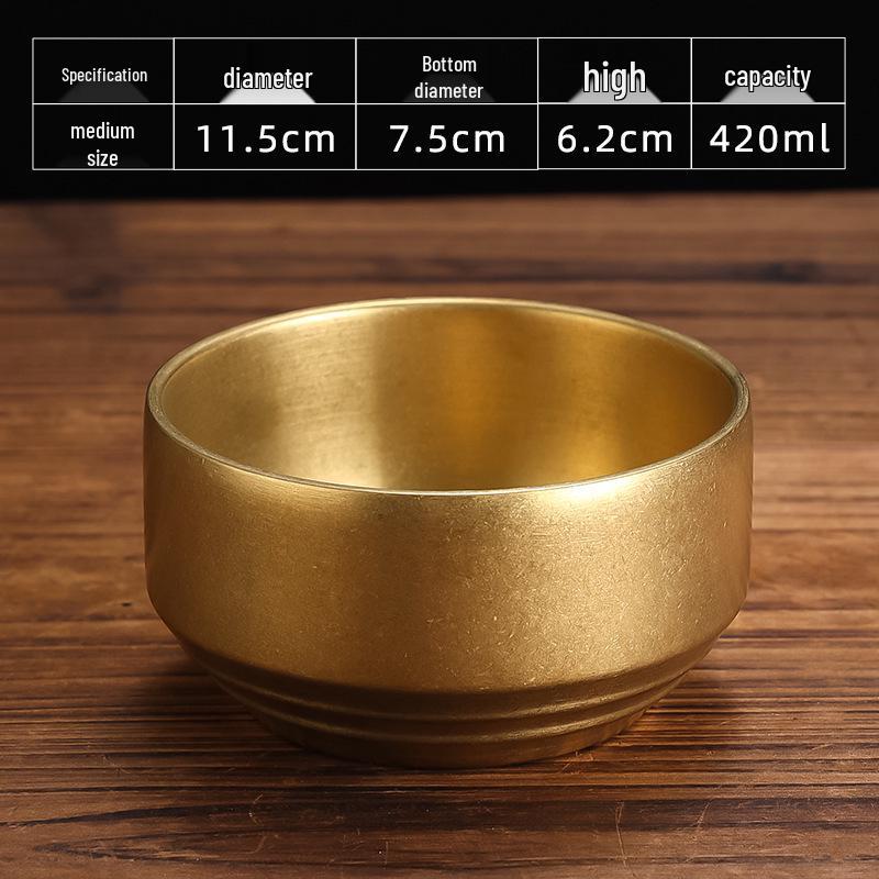 Retro Gold Stainless Steel Tableware Set: Rectangular Plate, Seasoning Dish, Bowl, Water Cup, Chopsticks, Spoon.