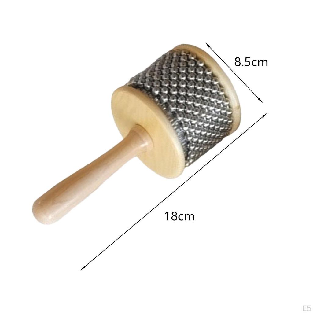 - Wooden Hand Shaker, Portable Percussion Wood Metal Bead Instrument, Musical