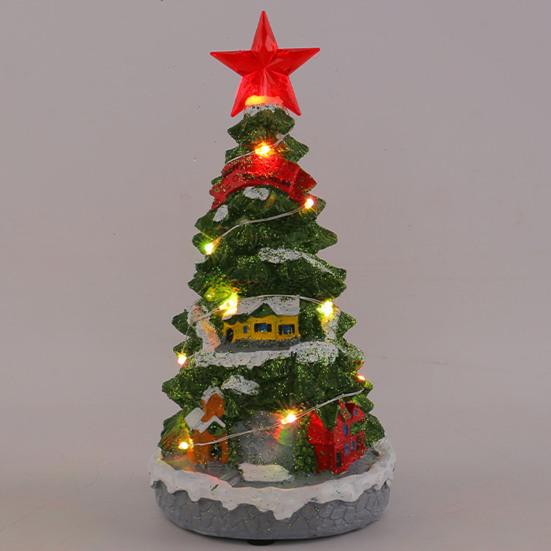 Brad de Crăciun muzical iluminat, cu baterii, brad de Crăciun de masă, cutie muzicală cu lumini multicolore pentru decor de sărbători pentru casă, birou