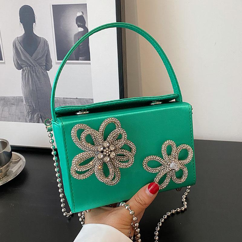 

Легкая роскошная высококачественная женская сумка через плечо с цепочкой, корейский дизайн, Sense Diamond Flower, новая поп-сумка, модная квадратная мини-сумка Mini(Max Length<20cm)