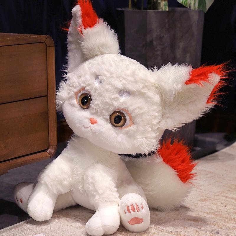 Zacht Pluizig Vos Knuffeldier Schattig Cartoon Dier Vos Knuffelpop Meisjes Liefhebber Valentijnsdag Cadeau Kawaii Bank Decor Kussens 55cm wit