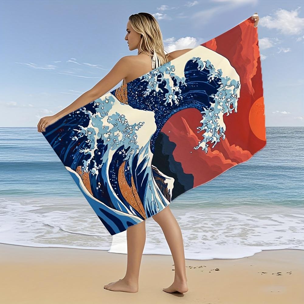 Great Wave Off Kanagawa Microfiber Towel, Ultra-Soft Quick-Dry Absorbent for Swimming Travel