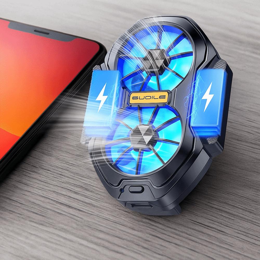 With Blue Light Mobile Phone Cooler Air Cooling Dual Fan Radiator E-sports Live Streaming