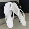 Eilyken New Fashion Design Wedges Low Heels Ladies Sandals Summer Square Clip Toe Slippers Women Flip Flops Shoes