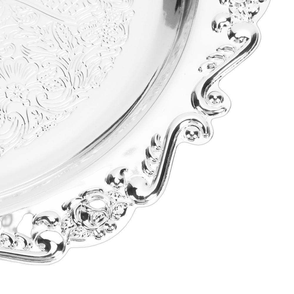 Solid Metal Mini Tray Retro Embossed Carved Desktop Organizer Serving Dish Cosmetic Placement