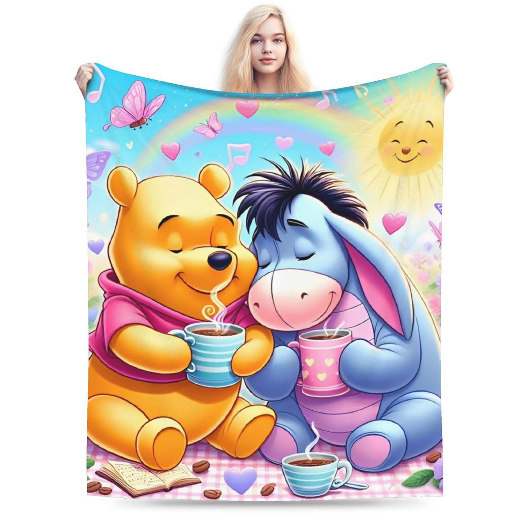 Winnie-the-Pooh Eeyore Blankets Fleece Summer Air Conditioning Cartoon Lightweight Thin Throw Blankets for Home Car Rug Piece
