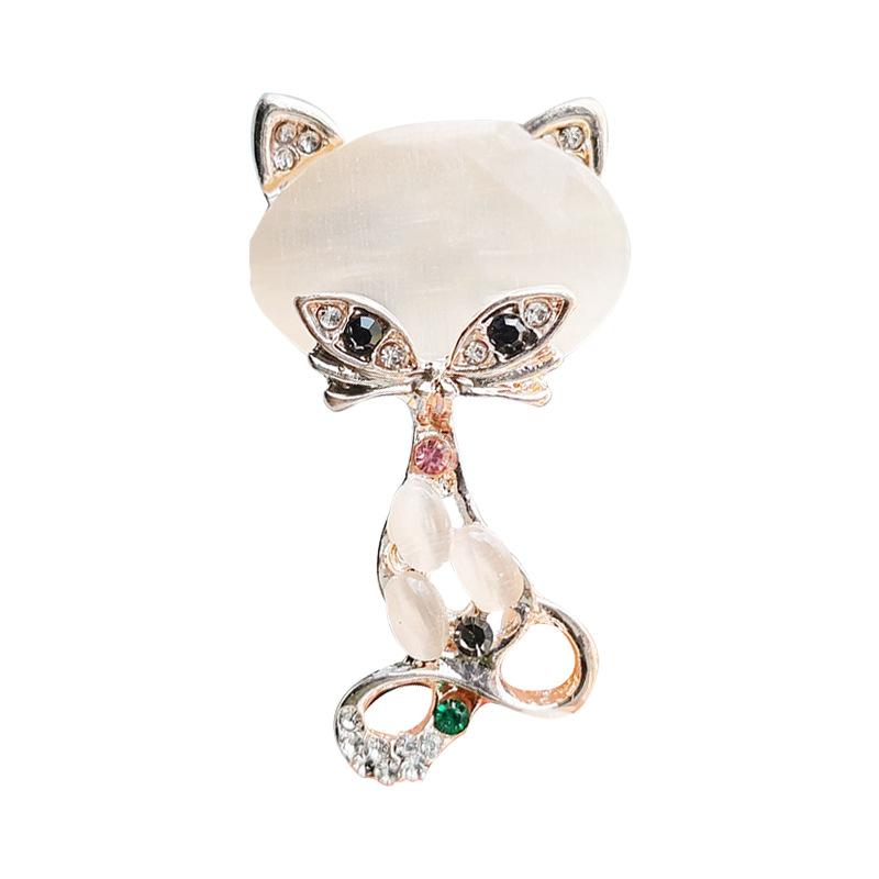Japan And Korea Fashion Trend Temperament Atmosphere Personality Opal Cute Versatile Animal Little Fox Brooch Accessories