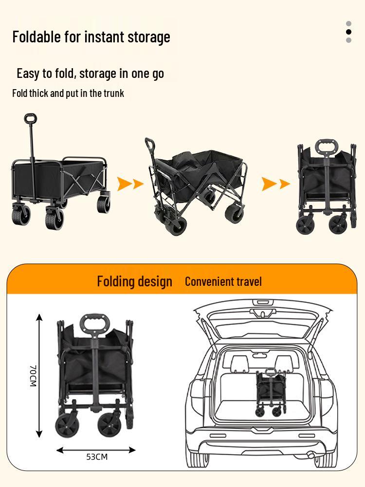 Foldable RV Camping Trolley and Night Market Cart