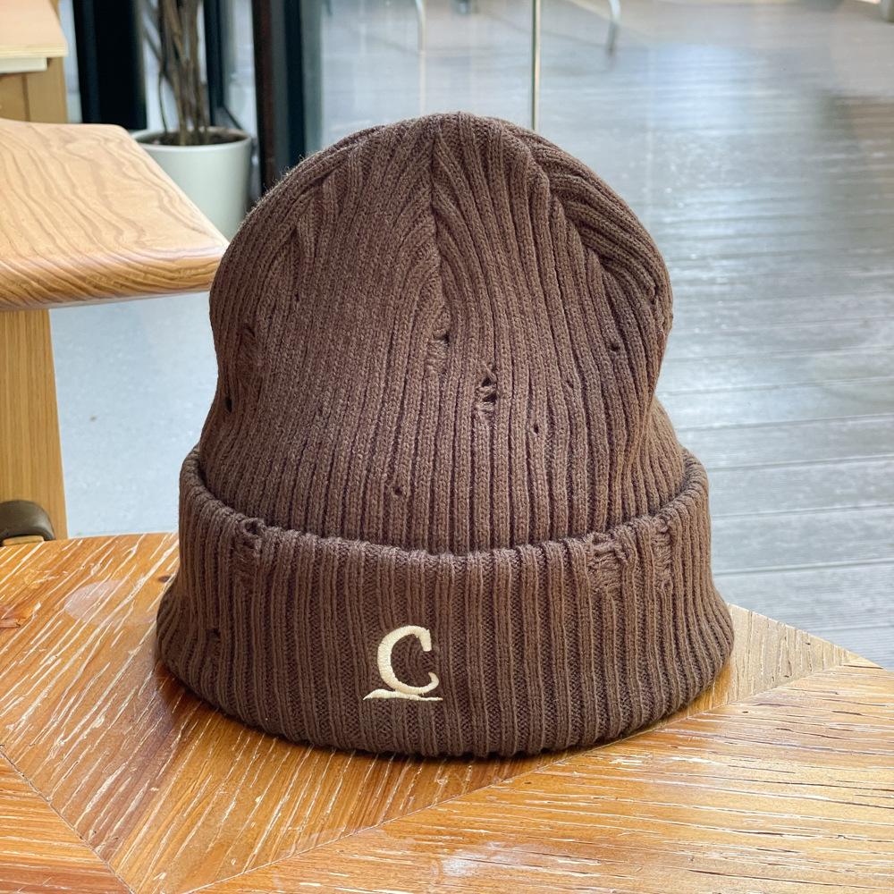 

Вязаная шерстяная шапка с эффектом потертости для женщин на осень и зиму Новая теплая для большой головы для альпинизма и катания на лыжах Холодная шапка для мужчин и женщин One Size