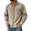 Spring Autumn Men's Denim Shirts Safari Style Vintage Long Sleeve Cotton Solid Casual Shirt